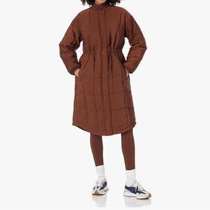 Brown Quilted Long Coat